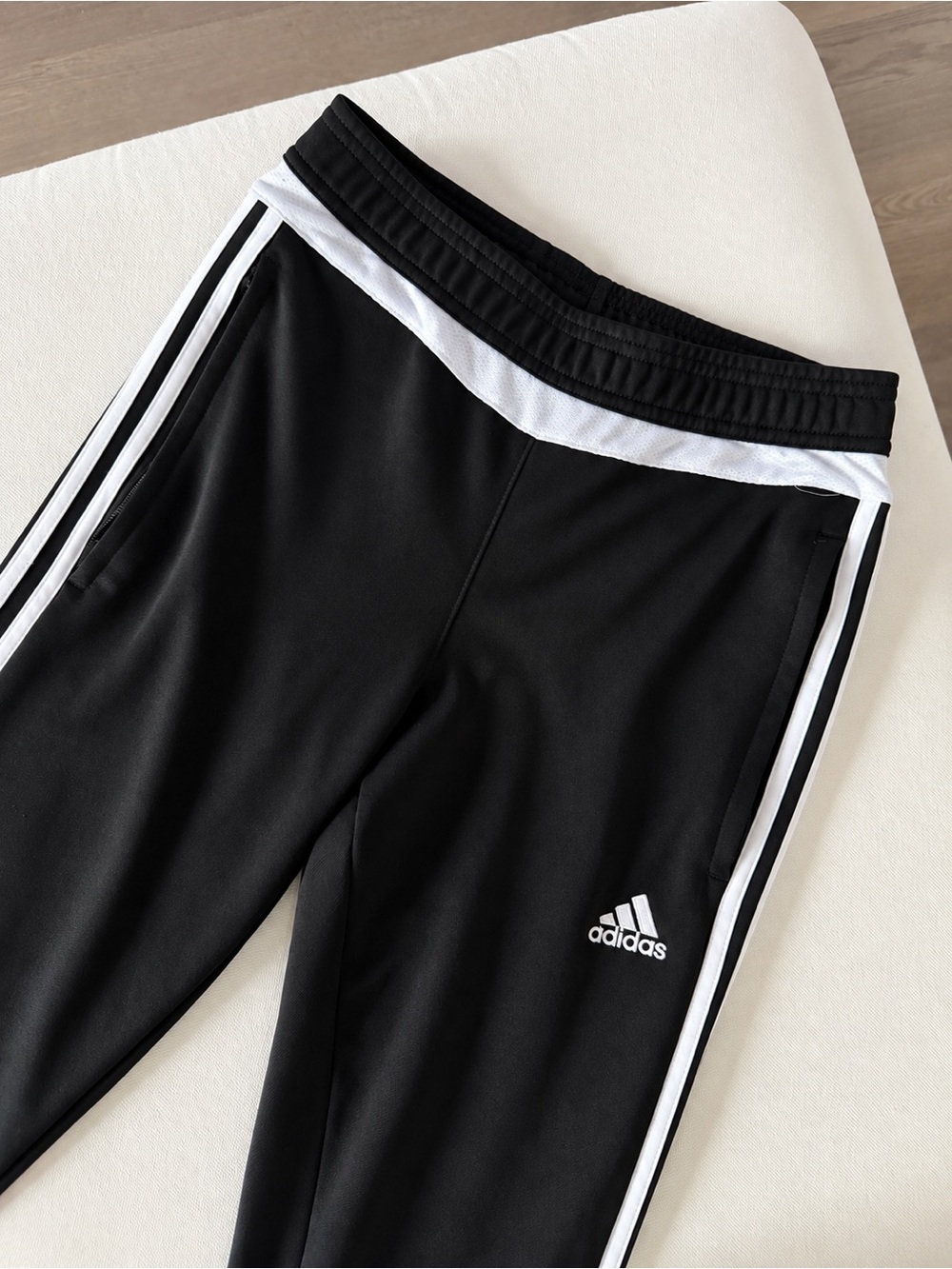 adidas Black Joggers with White Side Stripes - Kids